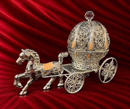 Royal Dome Horse Carriage Serving Bowl peach enamel