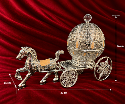 Royal Dome Horse Carriage Serving Bowl peach enamel