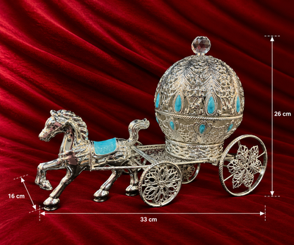 Royal Dome Horse Carriage Serving Bowl blue enamel