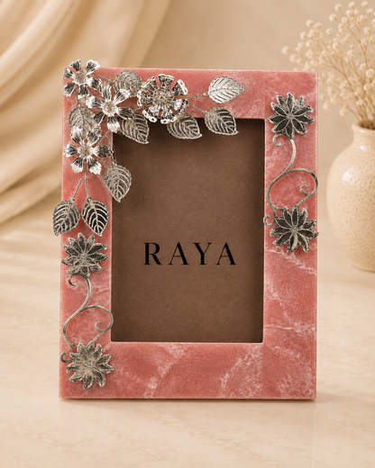 Silver Plated Flower Resin Photo Frame