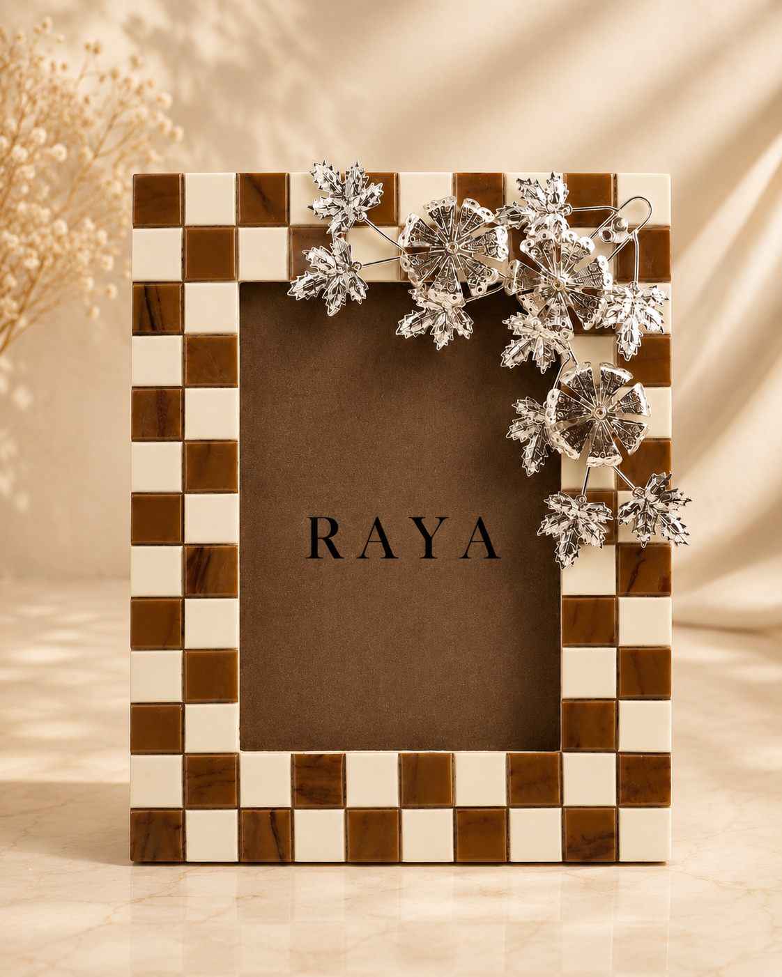 Silver Plated Motif Checks Photo Frame
