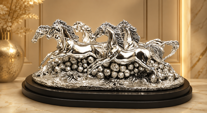 Silver Plated Running Horses