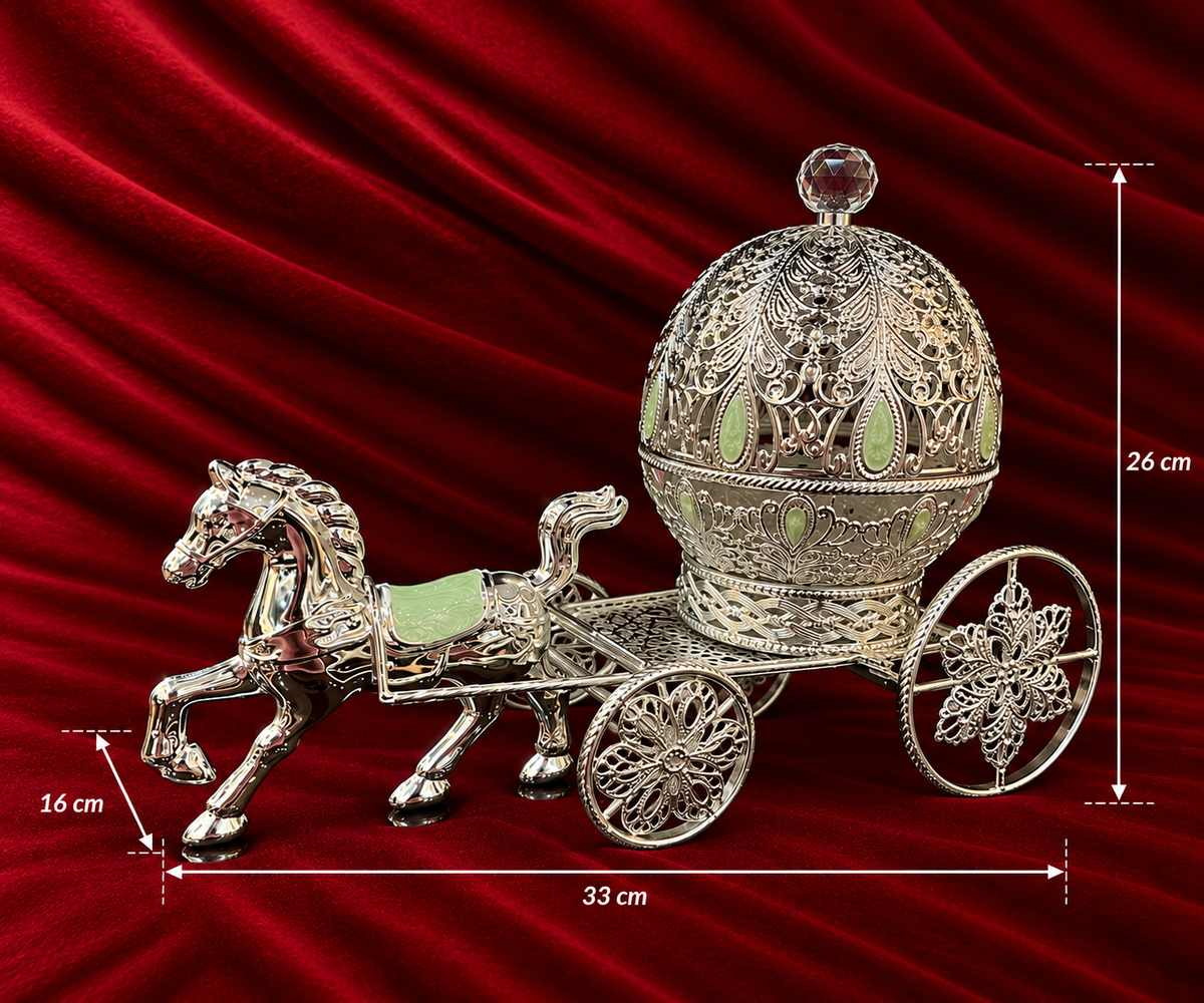 Royal Dome Horse Carriage Serving Bowl green enamel