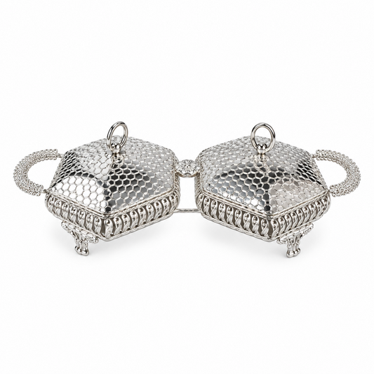 Silver Plated Hexagon Bowl Set