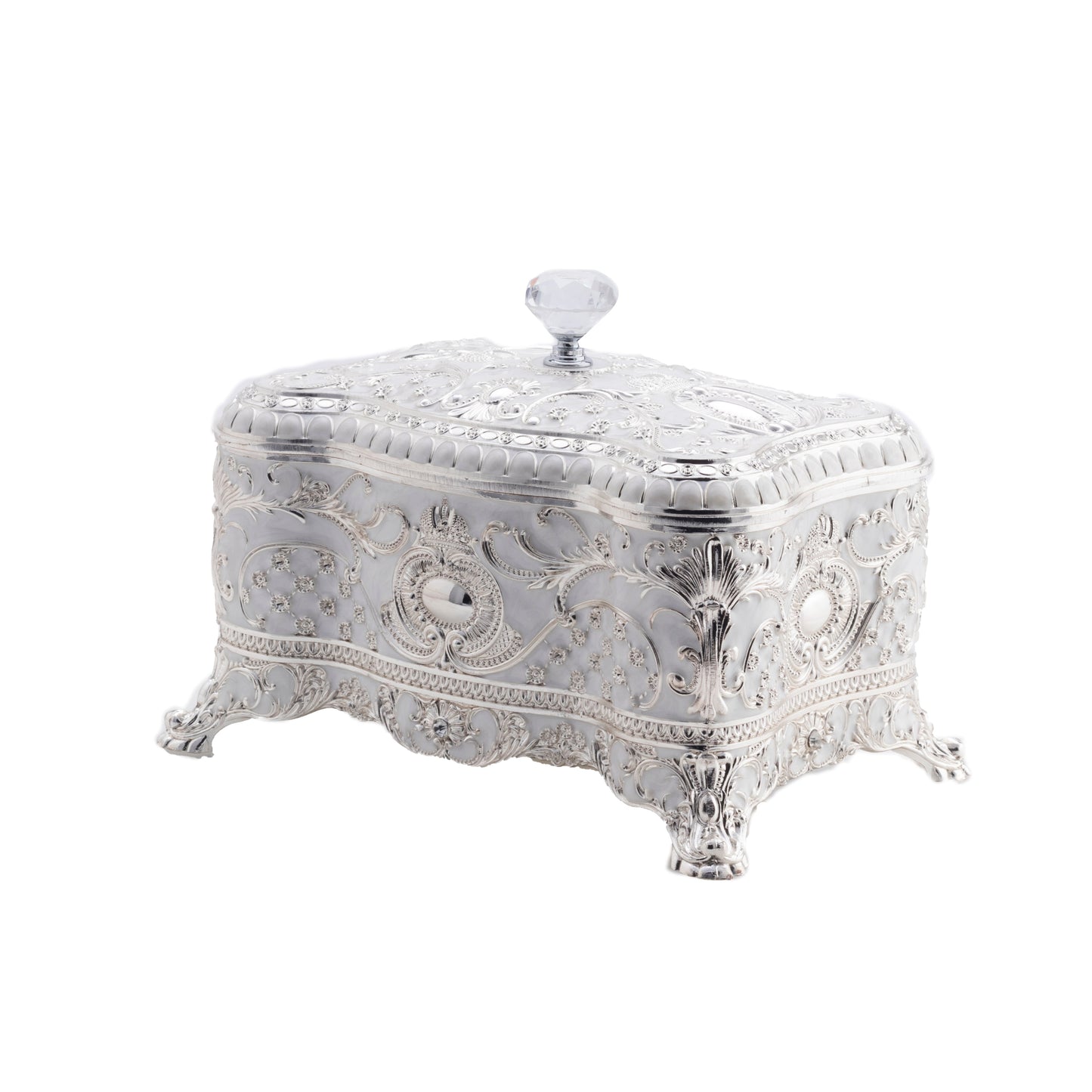 Enamel Crystal Jewelery Box (White)
