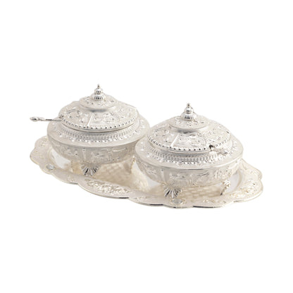 Enamel Sugar Pot set of 2 with Tray