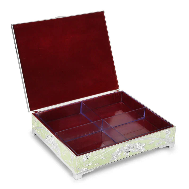 peacock dry fruit box- Green (Four Partition)