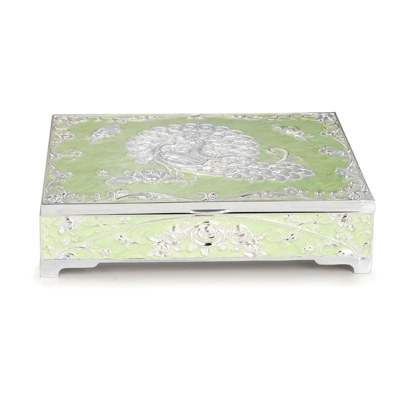 peacock dry fruit box- Green (Four Partition)