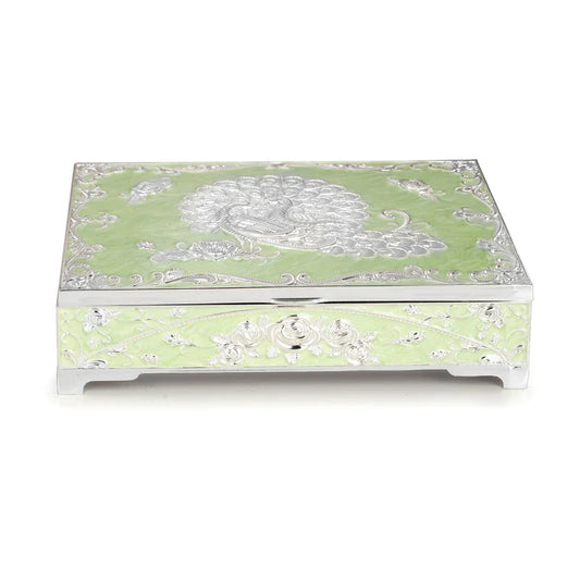 peacock dry fruit box- Green (Four Partition)
