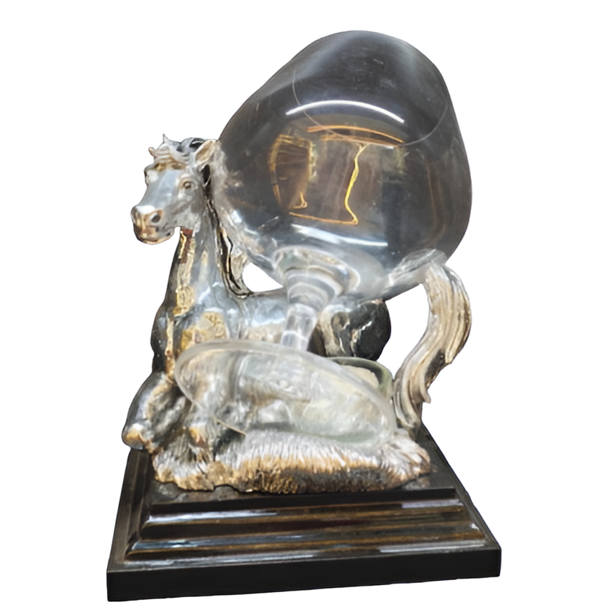 Wine Glass Holder with Silver-Plated Horse