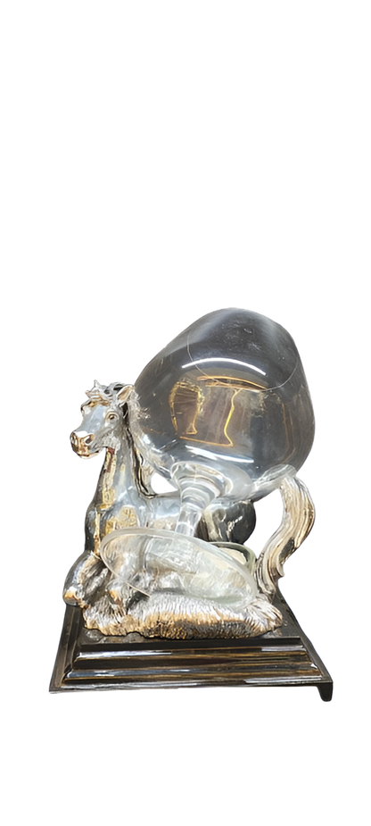 Wine Glass Holder with Silver-Plated Horse
