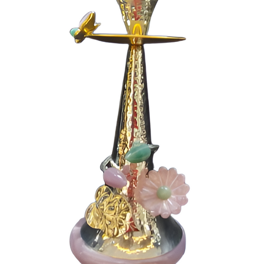 Candle Stand with Quartz Flowers