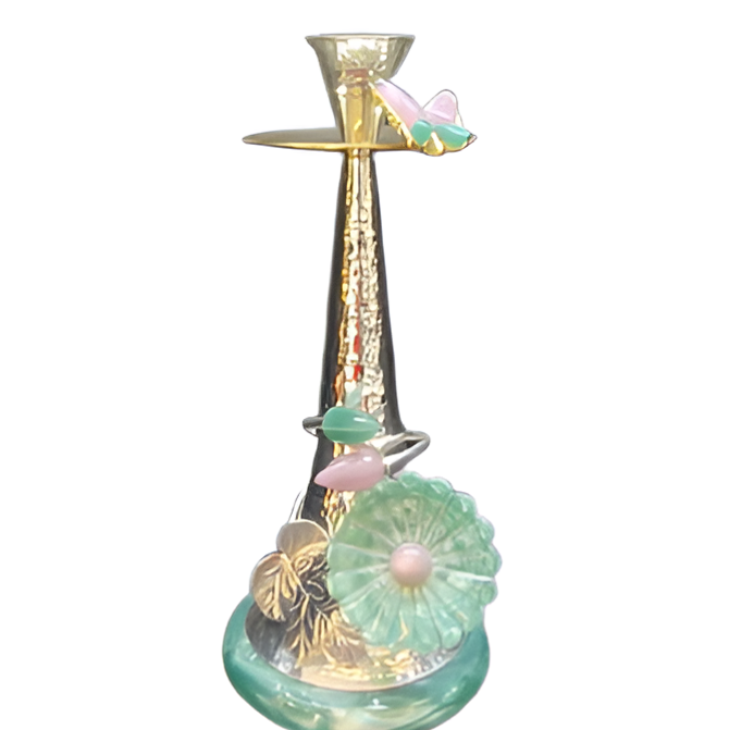 Candle Stand with Quartz Flowers